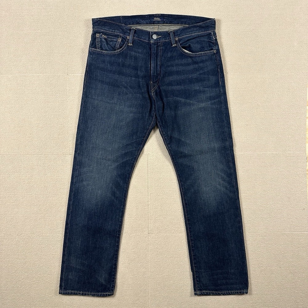 Polo Ralph Lauren Jeans Mens 34x29 Hampton Relaxed Straight Dark Wash Denim Fade